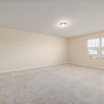 This is a photo of an empty room with cream carpets